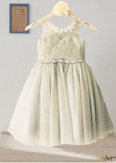 Tulle A-Line Flower Girl Dress with Beading