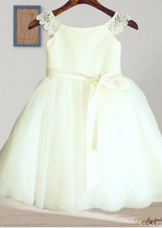 Organza Scoop Neck A-Line Flower Girl Dress