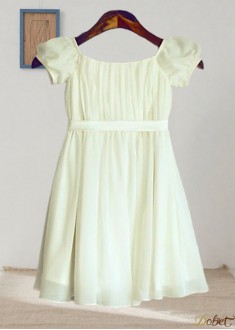 Chiffon A-Line Flower Girl Dress with Square Neck