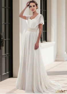 Beach Cheap Chiffon A Line Wedding Dress