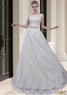 Elegant Sleeveless Tulle A-Line Beach Wedding Dress – Simple Jewel Neck Bridal Gown