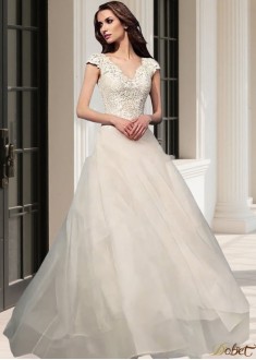 2 in 1 V-Neck Lace Beach Wedding Dress
