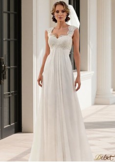 Sweetheart Chiffon Sheath Beach Wedding Dress with Empire Waist