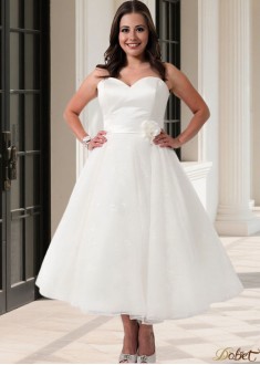 Sweetheart Neckline Lace Satin Ankle Length A Line Plus Size Wedding Dress