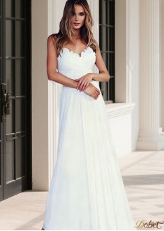 Spaghetti Strap Beach Wedding Dress
