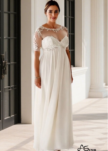 Plus Size A-Line Wedding Dresses – Short Lace Sleeves & Empire Waist