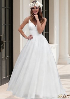 Spaghetti Straps Tulle A-Line Beach Wedding Dress
