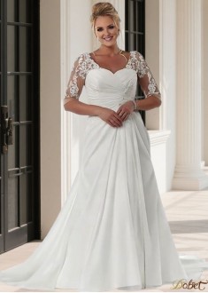 Chiffon V-Neck A-Line Wedding Dress Half Illusion Sleeves