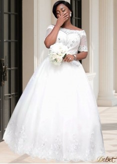 Plus Size Off the Shoulder Ball Gown Wedding Dress