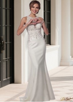 Jewel Neck Satin Mermaid Wedding Dresses – Sleeveless Bridal Gown