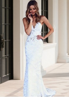 Spaghetti Strap Beach Wedding Dress