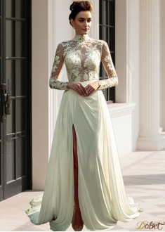 High Neck Beach Wedding Dress