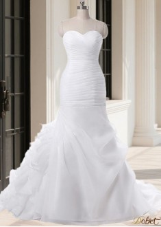 Organza Sweetheart Mermaid Sleeveless Wedding Dresses with Ruched
