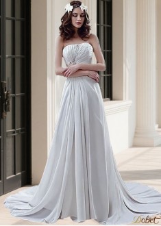 Strapless Chiffon A Line Wedding Dress