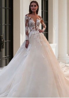 Bateau Tulle Beach Wedding Dress