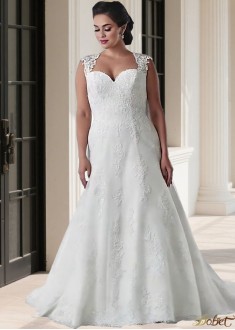 Plus Size Sweetheart Tulle A-Line Wedding Dress Chapel Train
