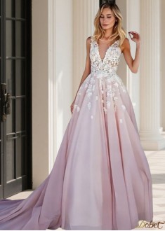 Scoop Neck Tulle A-line Beach Wedding Dress