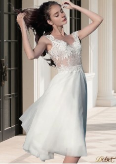 Tulle Pongee Knee Length A-Line Short Wedding Dress
