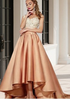 Bateau Hi Lo Ball Gown