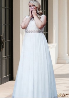 Plus Size Scoop Neck Chiffon Wedding Dress