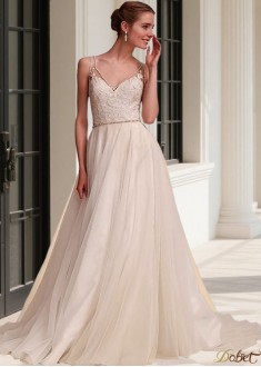 V Neck Beach Wedding Dress