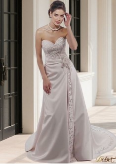 Classic Satin Sweetheart A-Line Wedding Dress Sleeveless with Lace Appliques