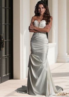 Sweetheart Satin Wedding Dress – Sleeveless Sheath Women Bridal Gown