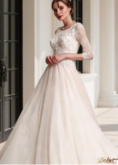 Scoop Neck Beach Wedding Dress
