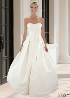 Strapless Satin A-Line Wedding Dress Full Length
