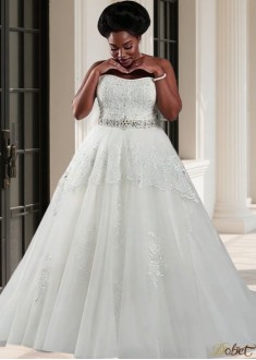 Strapless Tulle Plus Size Wedding Dress