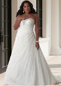 Plus Size Sweetheart Neckline A Line Wedding Dresses with Beading