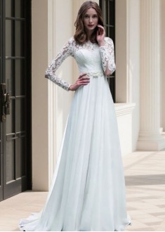Illusion Sleeve Lace Wedding Dress