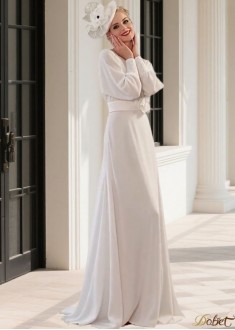 Long Sleeve Sheath Wedding Bridal Gown UK Shop Online