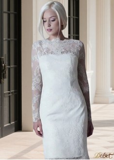 Short Illusion Sleeve Wedding Dress