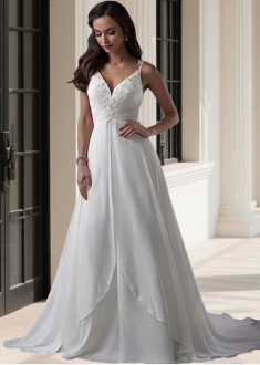 Plus Size V Neck Wedding Dress