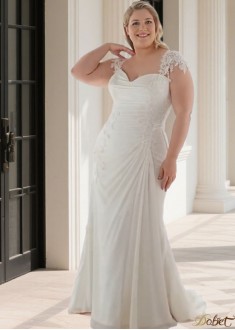 Plus Size Sweetheart Chiffon Mermaid Wedding Dress & Bridal Gown