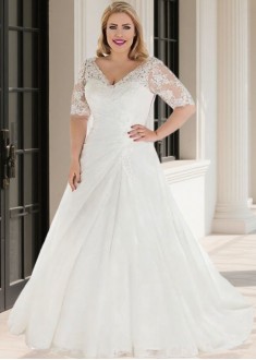 Plus Size V Neck Wedding Dress