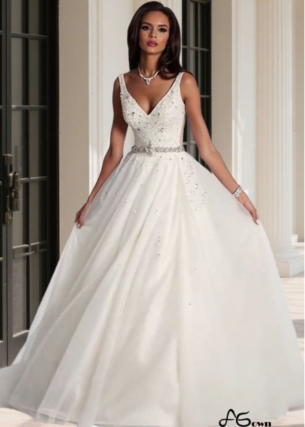 Plus Size Tulle A Line Wedding Dress – Sleeveless Full Length Bridal Gown