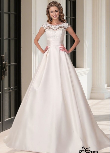 Satin A Line Wedding Dresses with Scoop Neck – Bridal Ball Gowns