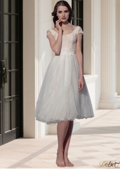 Short Wedding Dress with Scoop Neck – Knee Length Bridal Gown UK