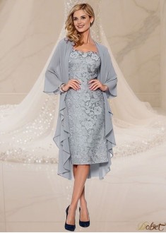 Elegant Mother of the Bride Dress with Chiffon Jacket – Two Piece Lace Formal Gown
