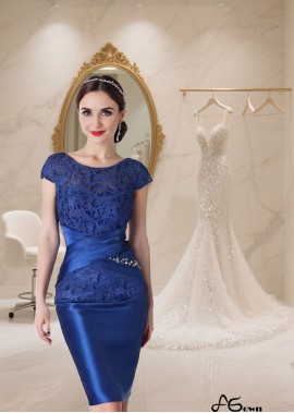 Satin Lace Sleeveless Knee Length Sheath Dress — Mother of the Bride