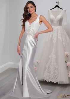 Elegant Full-Length Tulle and Satin V-Neck Mother of the Bride Dress