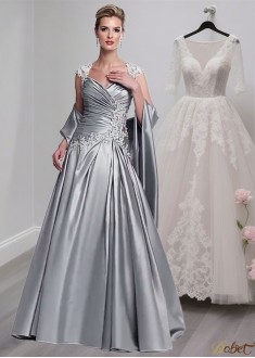 Queen Anne Neck Taffeta Mother of the Bride Dress – Formal Gowns UK