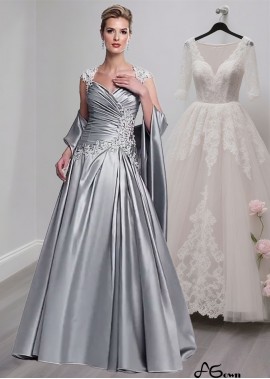 Queen Anne Neck Taffeta Mother of the Bride Dress – Formal Gown with Cap Sleeves