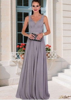 V-Neck Chiffon A-Line Mother of the Bride Dress