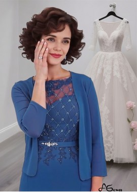 Blue Chiffon Mother of the Bride Dresses – Full Length A-Line Gown with Jacket