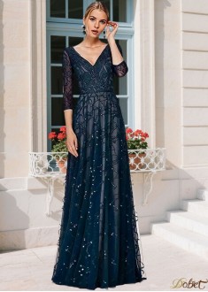 V-Neck Tulle Mother of the Bride Dress