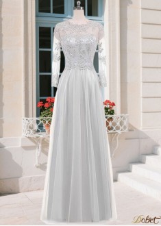 Silver A-Line Mother of the Bride Dress