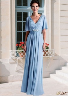 V-Neck Chiffon A-Line Mother of the Bride Dress